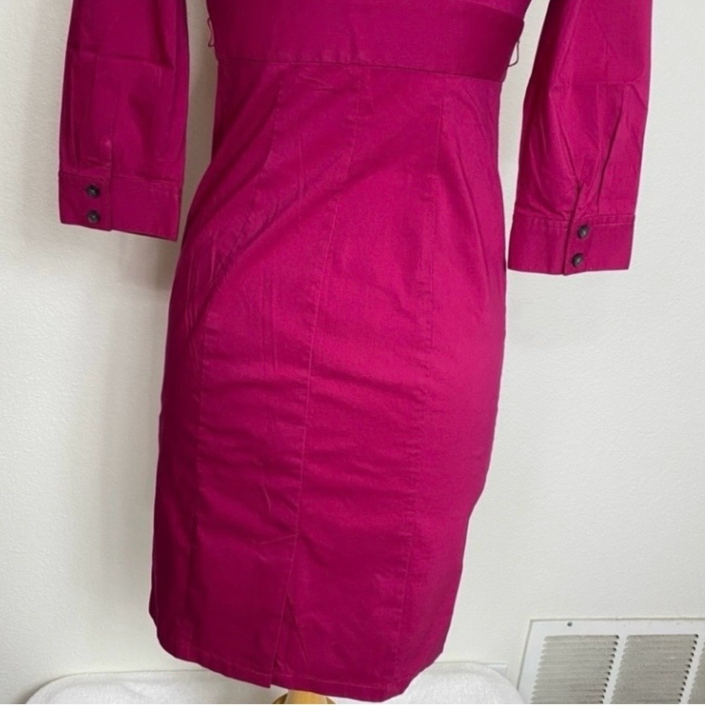 Express Womens Magenta Button Collared Stretch Sh… - image 8